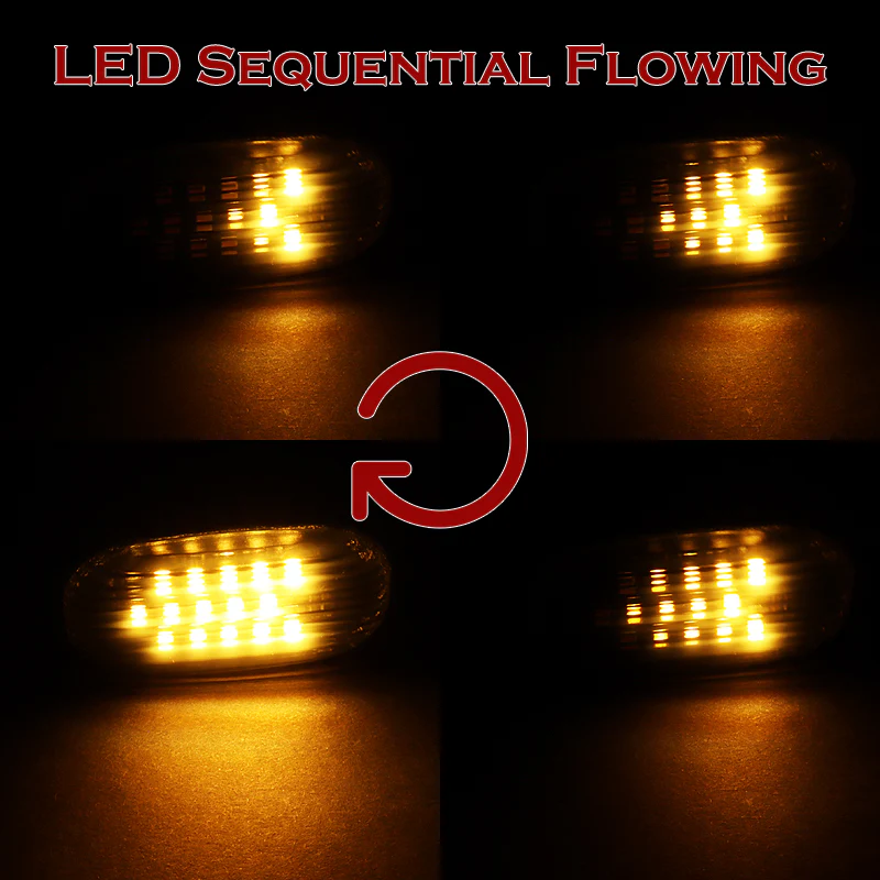 Toyota Supra / Celica / MR2 Spyder Sequential Amber LED Turn Signal Front Side Marker Lights -Smoked Lens - Image 5