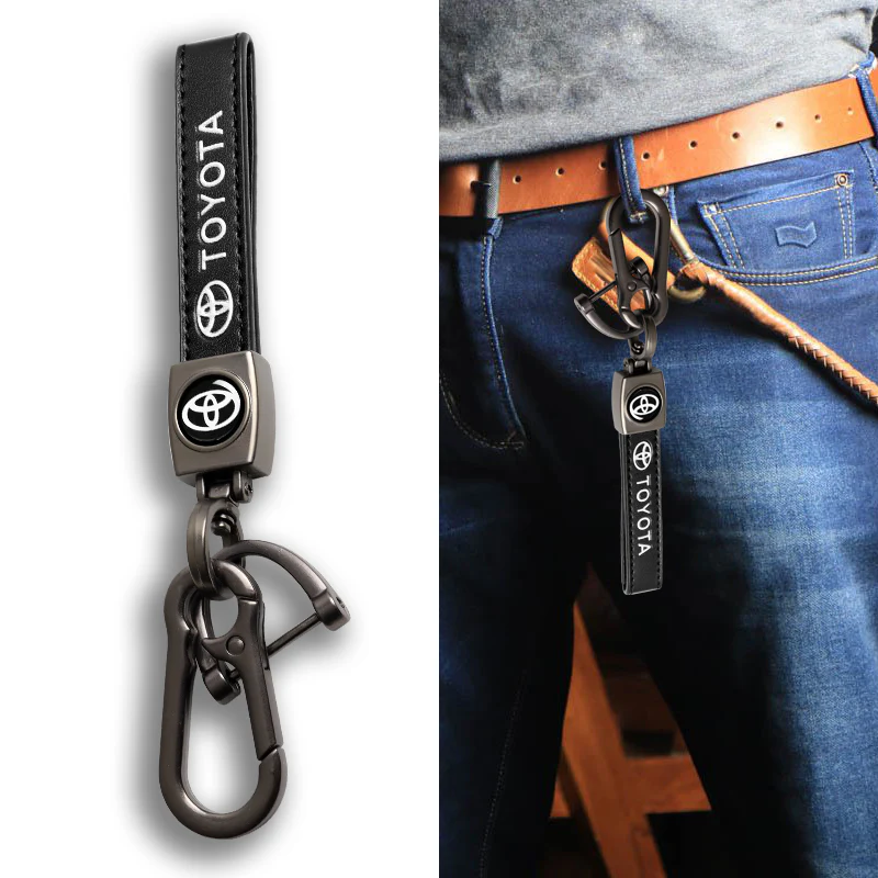 TOYOTA SUPRA COROLLA Camry Universal Black 3D Logo Leather Metal Gift Decor Quick Release Lanyard Keychain - Image 7