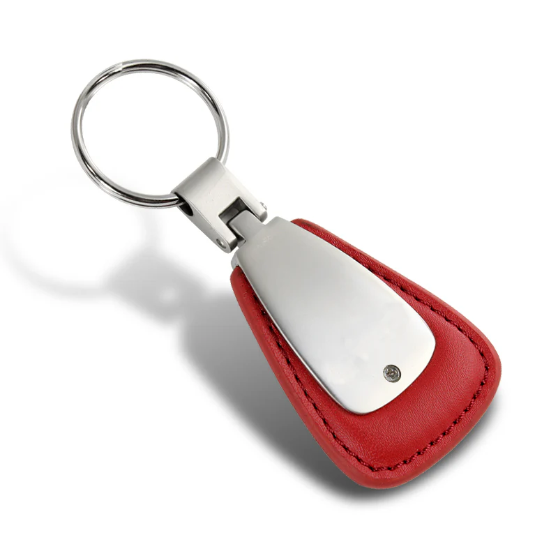 TOYOTA Tear Drop Authentic RED Leather Key Fob Keyring Keychain Tag Engraved - Image 2