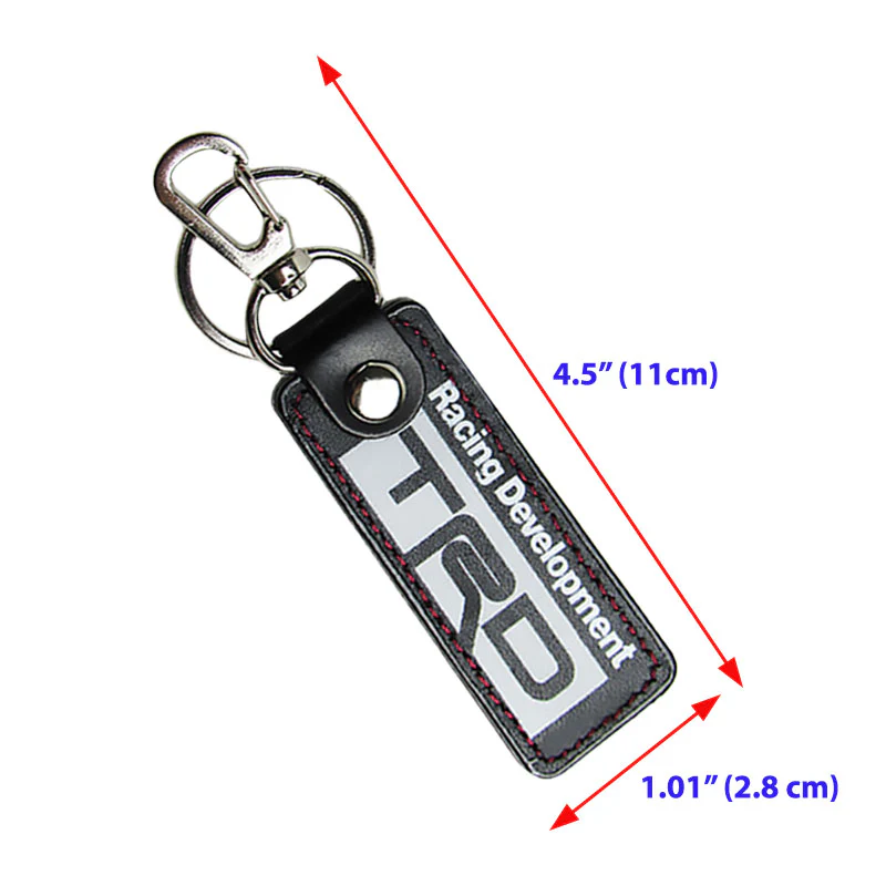 Toyota TRD 1 pc Black Leather Rectangle Key Fob Keyring Keychain Tag Lanyard Holder Clip New - Image 2