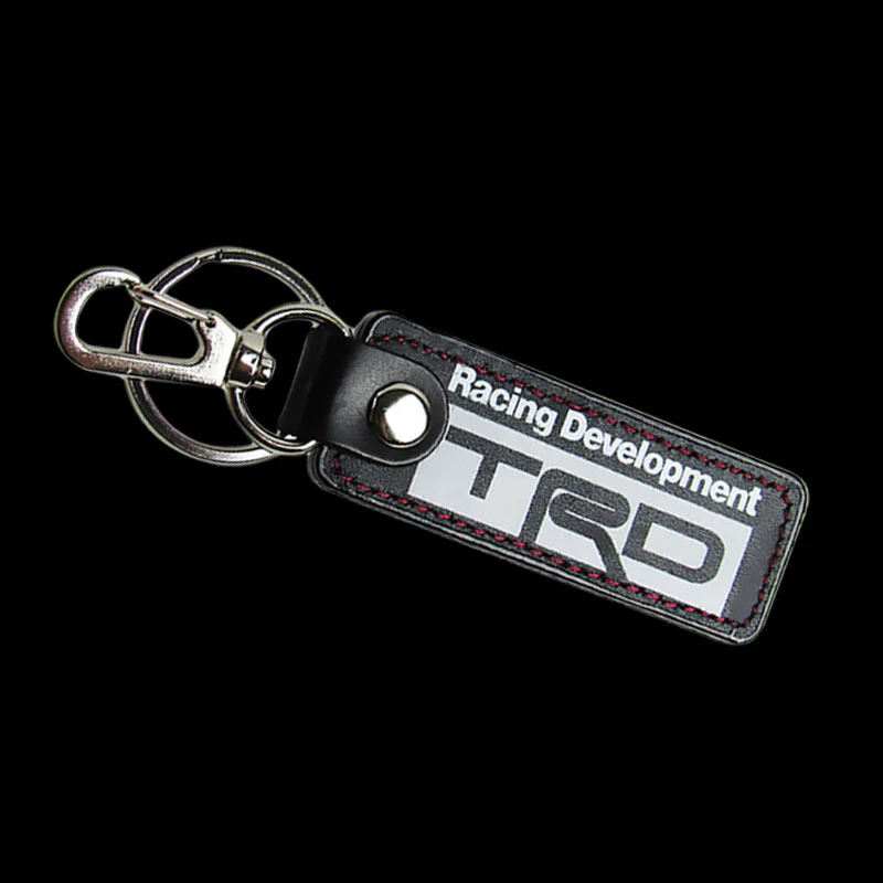 Toyota TRD 1 pc Black Leather Rectangle Key Fob Keyring Keychain Tag Lanyard Holder Clip New - Image 3