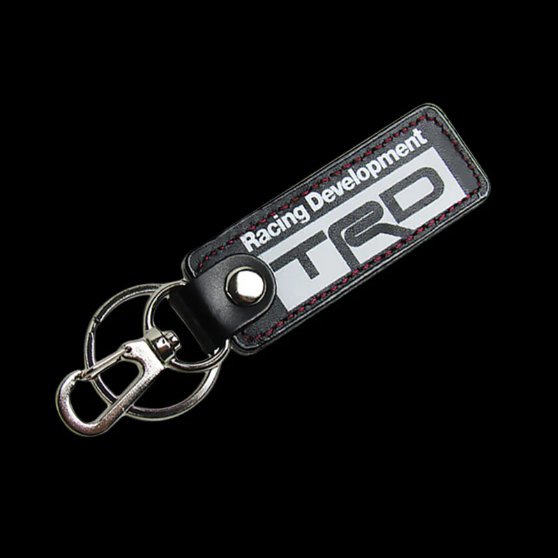 Toyota TRD 1 pc Black Leather Rectangle Key Fob Keyring Keychain Tag Lanyard Holder Clip New - Image 6