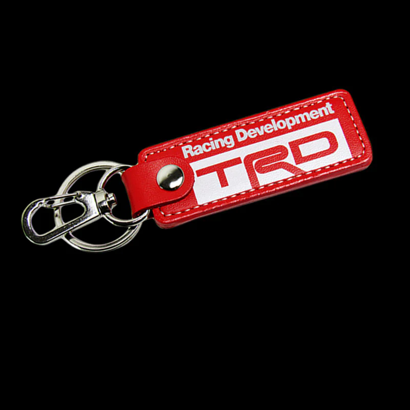 Toyota TRD 1 pc Red Leather Rectangle Key Fob Keyring Keychain Tag Lanyard Holder Clip New - Image 2