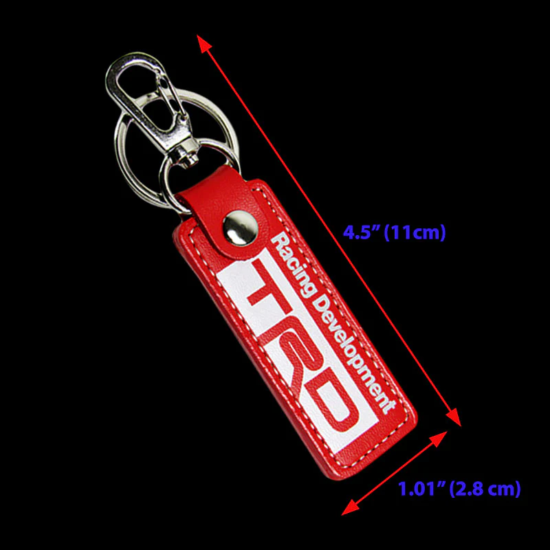 Toyota TRD 1 pc Red Leather Rectangle Key Fob Keyring Keychain Tag Lanyard Holder Clip New - Image 3