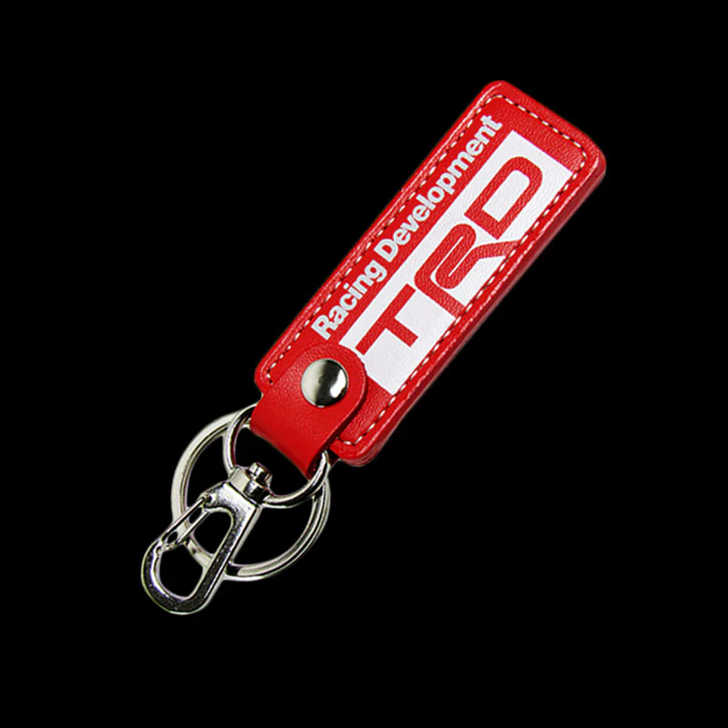 Toyota TRD 1 pc Red Leather Rectangle Key Fob Keyring Keychain Tag Lanyard Holder Clip New - Image 4