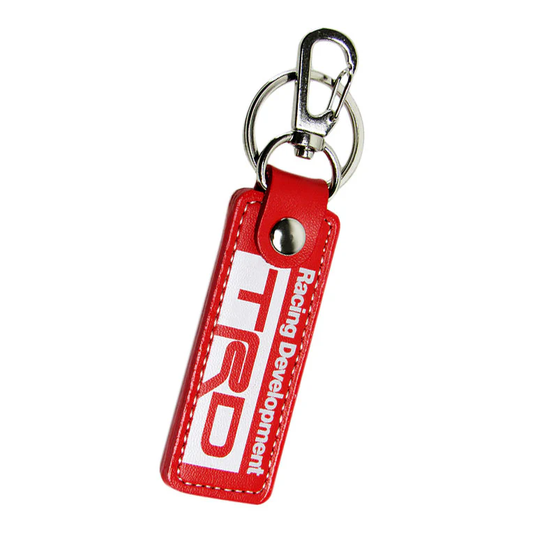 Toyota TRD 1 pc Red Leather Rectangle Key Fob Keyring Keychain Tag Lanyard Holder Clip New - Image 5
