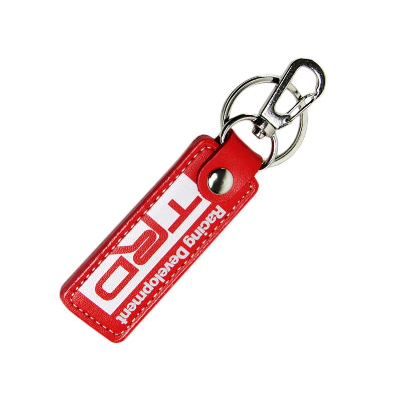 Toyota TRD 1 pc Red Leather Rectangle Key Fob Keyring Keychain Tag Lanyard Holder Clip New - Image 7