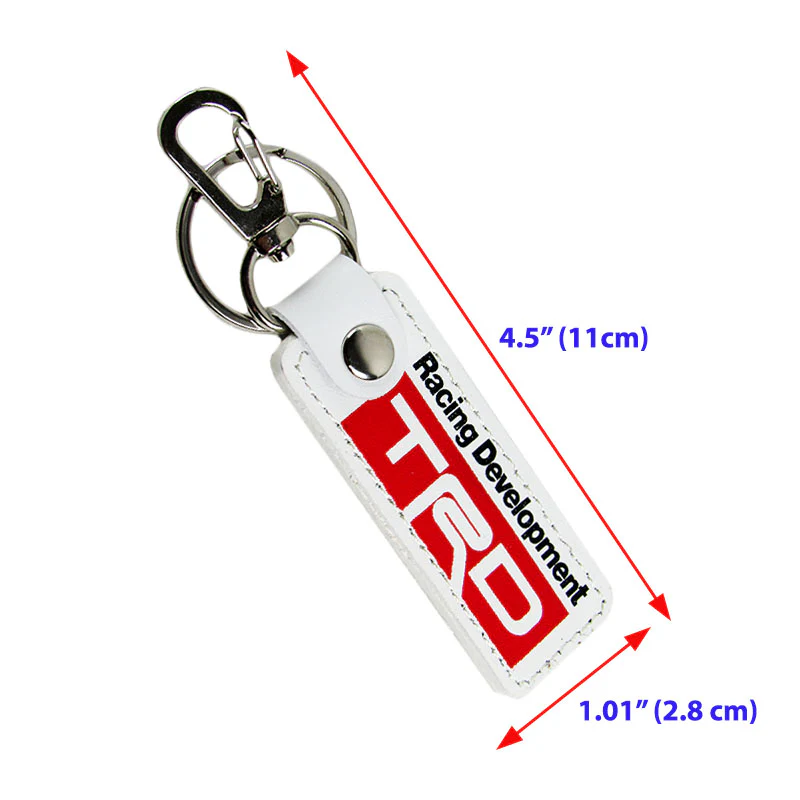 Toyota TRD 1 pc White Leather Rectangle Key Fob Keyring Keychain Tag Lanyard Holder Clip New - Image 3