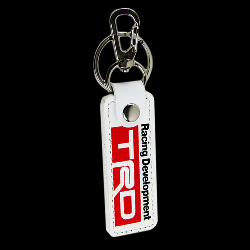 Toyota TRD 1 pc White Leather Rectangle Key Fob Keyring Keychain Tag Lanyard Holder Clip New - Image 4