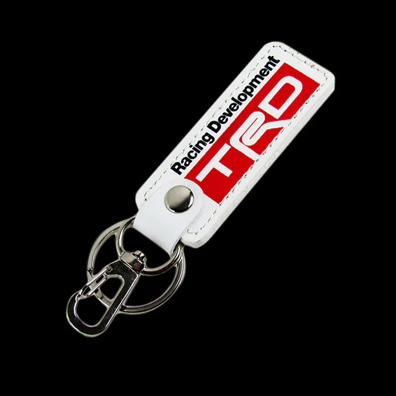 Toyota TRD 1 pc White Leather Rectangle Key Fob Keyring Keychain Tag Lanyard Holder Clip New - Image 5