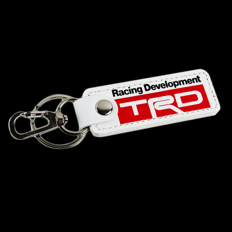 Toyota TRD 1 pc White Leather Rectangle Key Fob Keyring Keychain Tag Lanyard Holder Clip New - Image 6