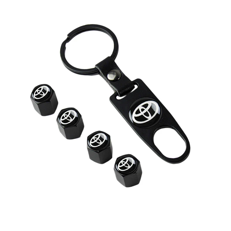 TOYOTA TRD Black Set Universal Car SUV Wheel Tire Valves Dust Stem Air Caps Keychain Emblem - Image 5
