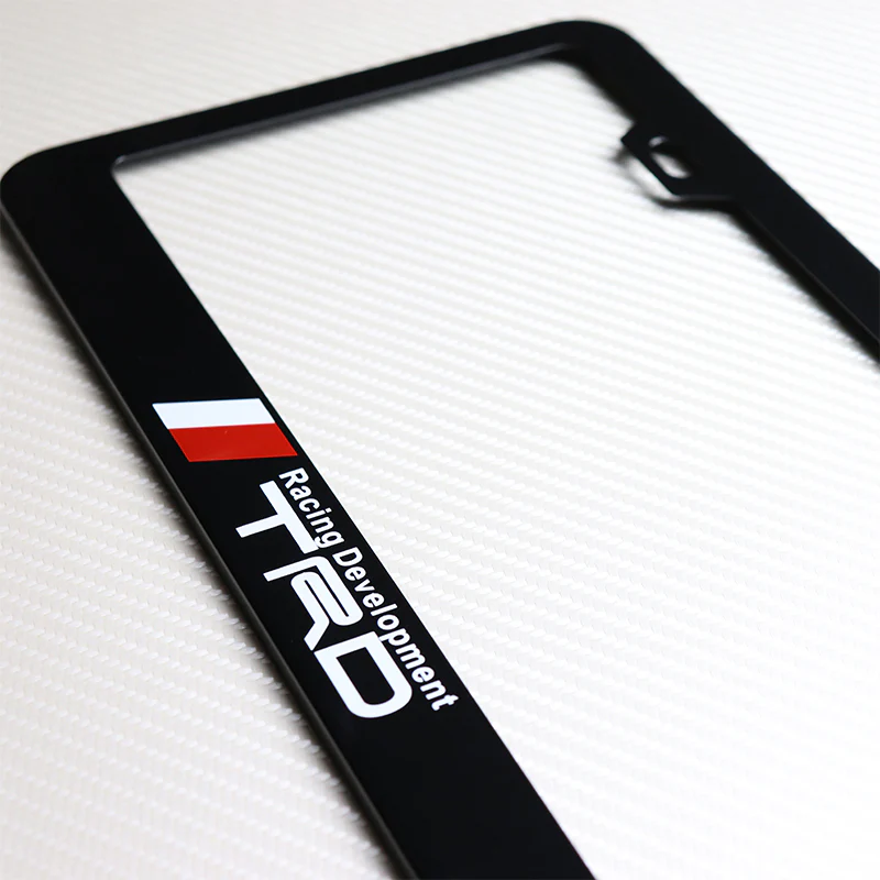 Toyota TRD Black Stainless Steel License Plate Frame with Caps & Bolts - Image 2