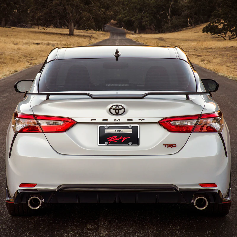 Toyota TRD Racing 3D Black and Chrome Stainless Steel with Black Red Acrylic License Plate Frame + Caps Set OFFICIAL LICENSED - Image 3