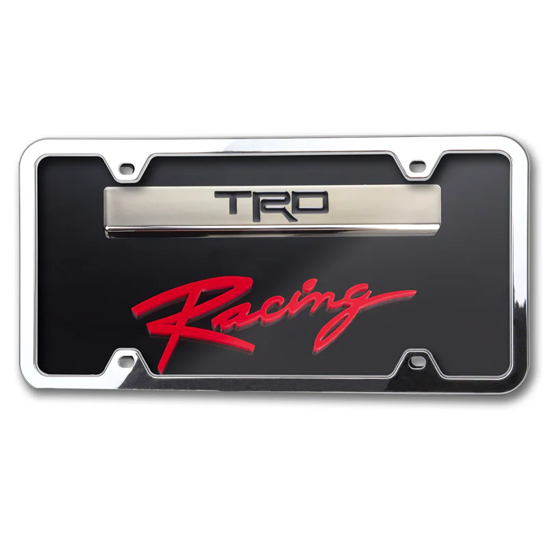 Toyota TRD Racing 3D Black and Chrome Stainless Steel with Black Red Acrylic License Plate Frame + Caps Set OFFICIAL LICENSED - Image 5