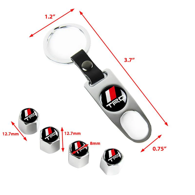 Toyota TRD Set LOGO Emblems with Silver Keychain Tire Wheel Valves Air Caps - US SELLER - Image 3