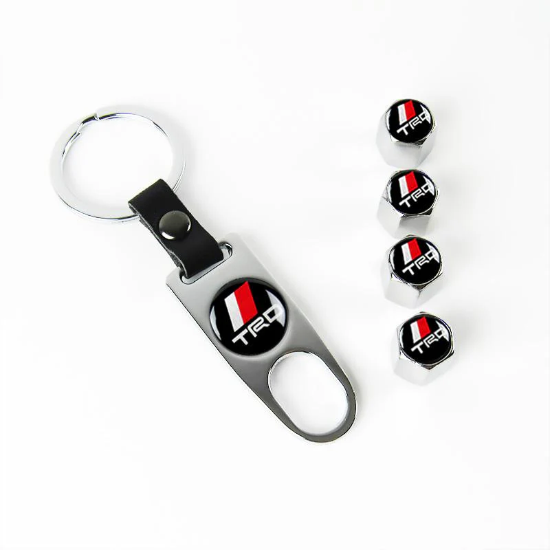 Toyota TRD Set LOGO Emblems with Silver Keychain Tire Wheel Valves Air Caps - US SELLER - Image 6