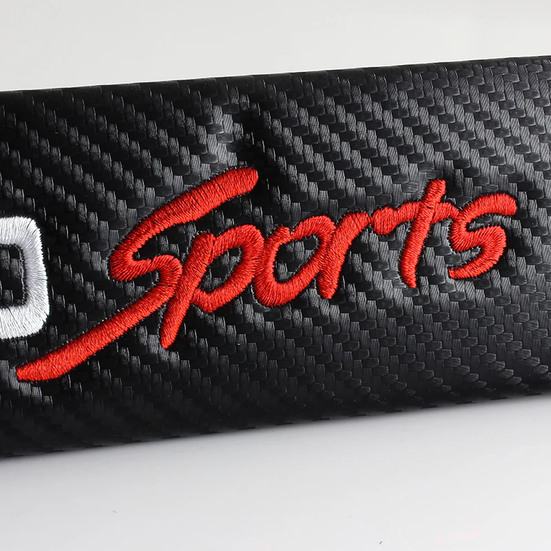 TOYOTA TRD SPORTS Set of Car 15" Steering Wheel Cover Carbon Fiber Style Leather with Seat Belt Covers - Image 5