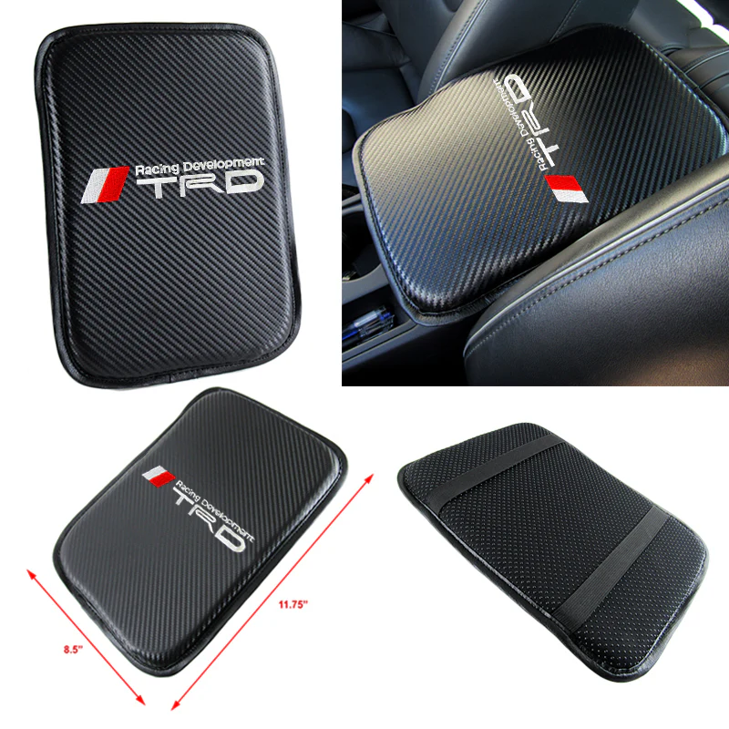 Toyota TRD Set of Carbon Fiber Look Embroidered Armrest Cushion & Seat Belt Cover - Image 6