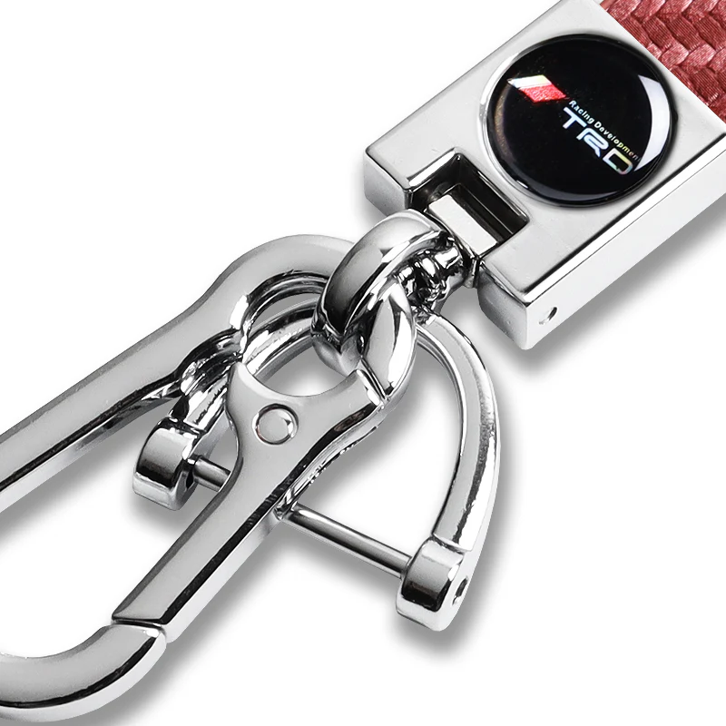 TOYOTA TRD Universal Chrome 3D Logo Carbon Fiber Look Rare Pink Leather Metal Gift Decor Quick Release Lanyard Keychain SUPRA COROLLA Camry - Image 6