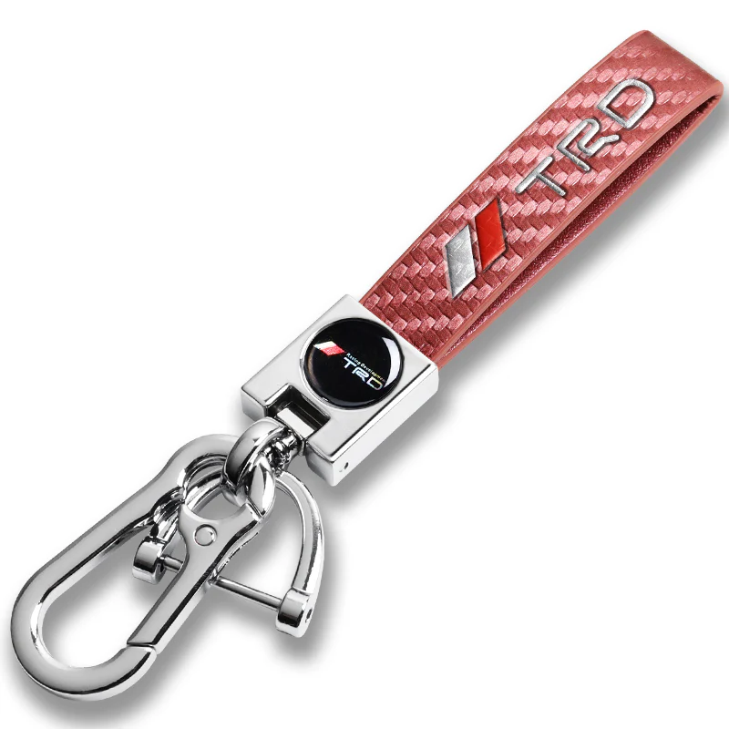 TOYOTA TRD Universal Chrome 3D Logo Carbon Fiber Look Rare Pink Leather Metal Gift Decor Quick Release Lanyard Keychain SUPRA COROLLA Camry - Image 8