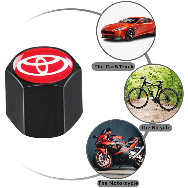 TOYOTA TRD Universal Car SUV Wheel Tire Valves Dust Stem Air Caps Keychain Emblem Black Set - Image 4
