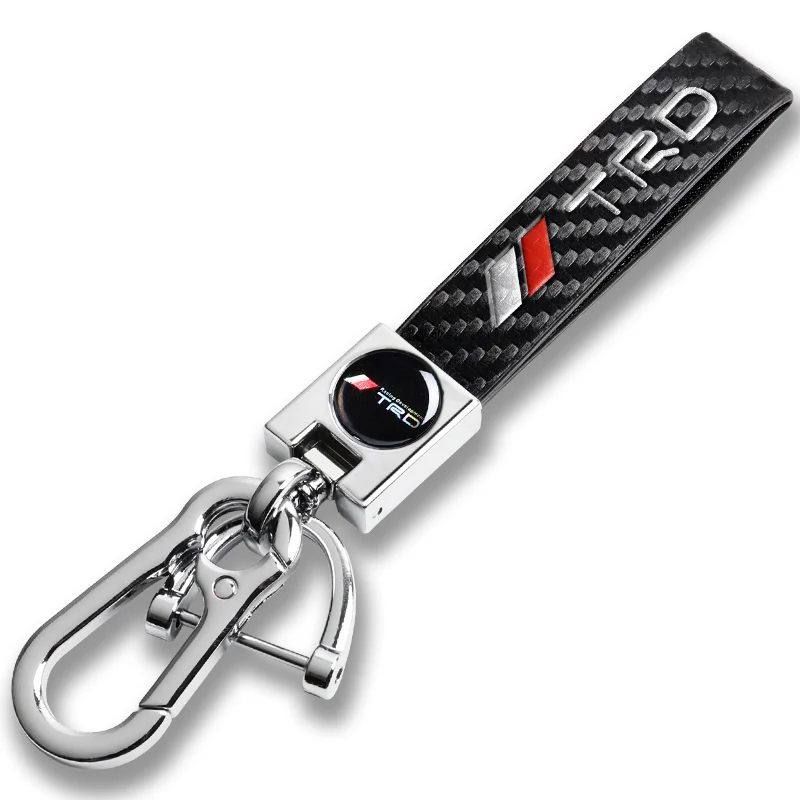 TOYOTA TRD Universal Chrome 3D Logo Carbon Fiber Look Black Leather Metal Gift Decor Quick Release Lanyard Keychain SUPRA COROLLA Camry - Image 5