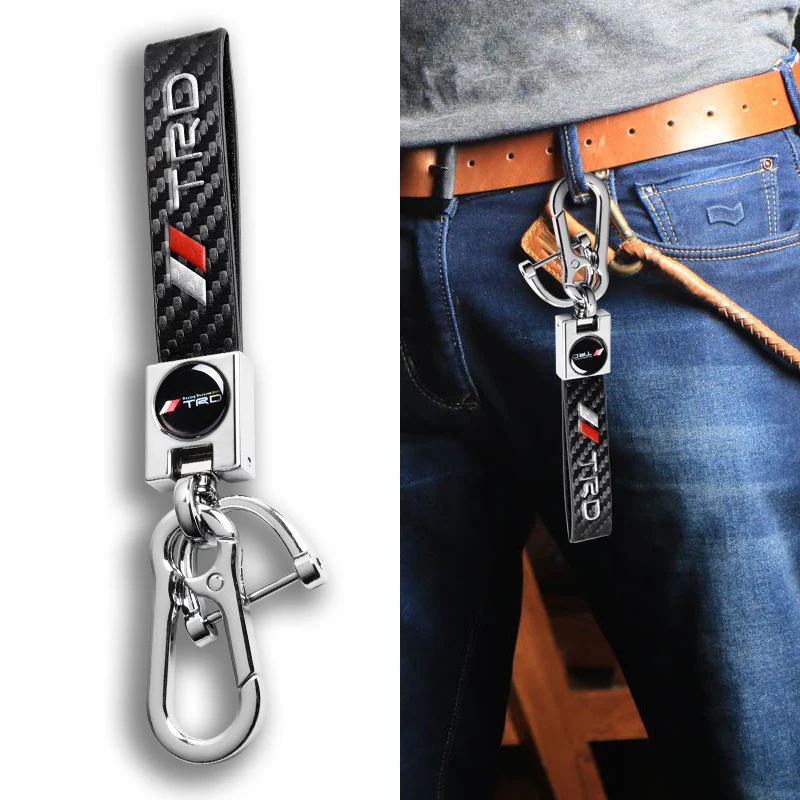 TOYOTA TRD Universal Chrome 3D Logo Carbon Fiber Look Black Leather Metal Gift Decor Quick Release Lanyard Keychain SUPRA COROLLA Camry - Image 7