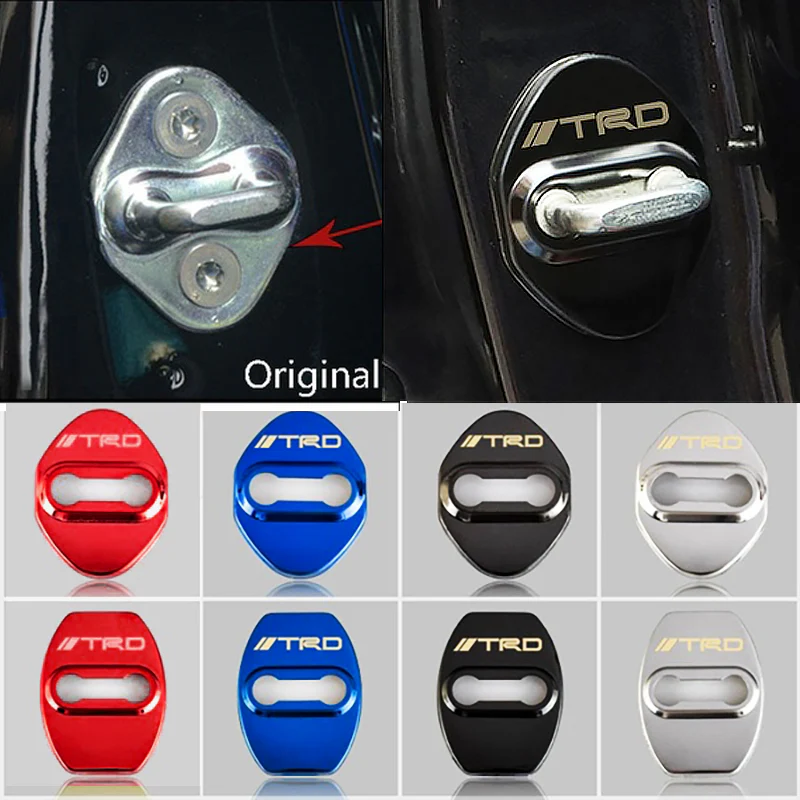 TRD Black Stainless Steel Door Lock Door Striker Cover Set - Image 4