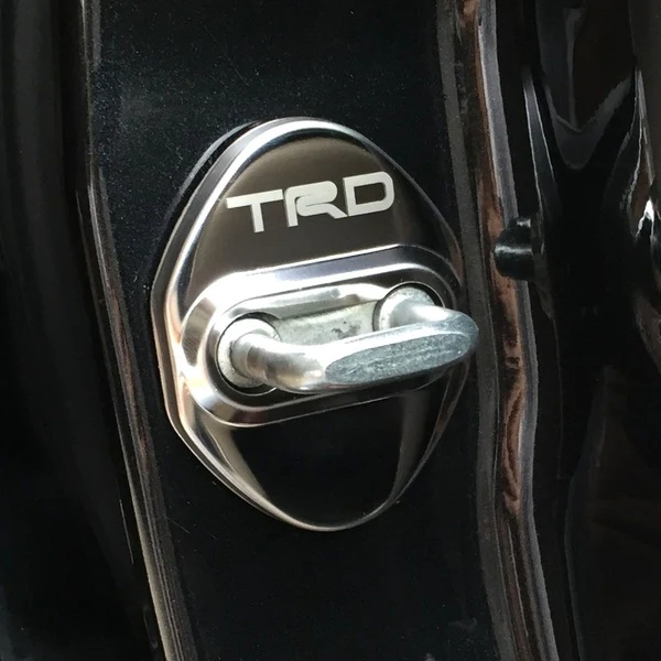 TRD Black Stainless Steel Door Lock Door Striker Cover Set - Image 5