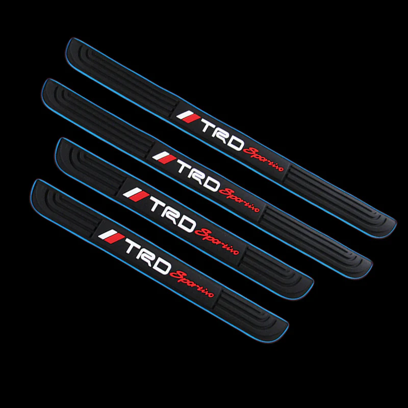 TRD Blue Border Rubber Car Door Scuff Sill Cover Panel Step Protector 4pcs Set - Image 4