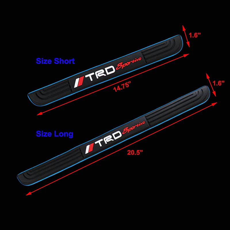 TRD Blue Border Rubber Car Door Scuff Sill Cover Panel Step Protector 4pcs Set - Image 5