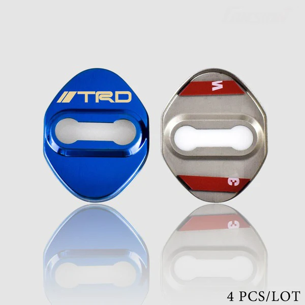 TRD Blue Stainless Steel Door Lock Door Striker Cover Set - Image 4