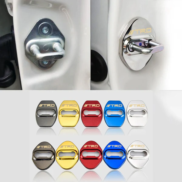 TRD Blue Stainless Steel Door Lock Door Striker Cover Set - Image 6