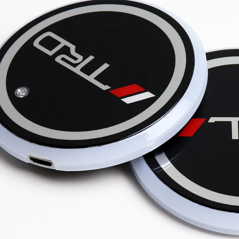 TRD Carbon Fiber Car Door Welcome Plate Sill Scuff Cover Panel Sticker 4PC Set with LED Coaster - Image 5