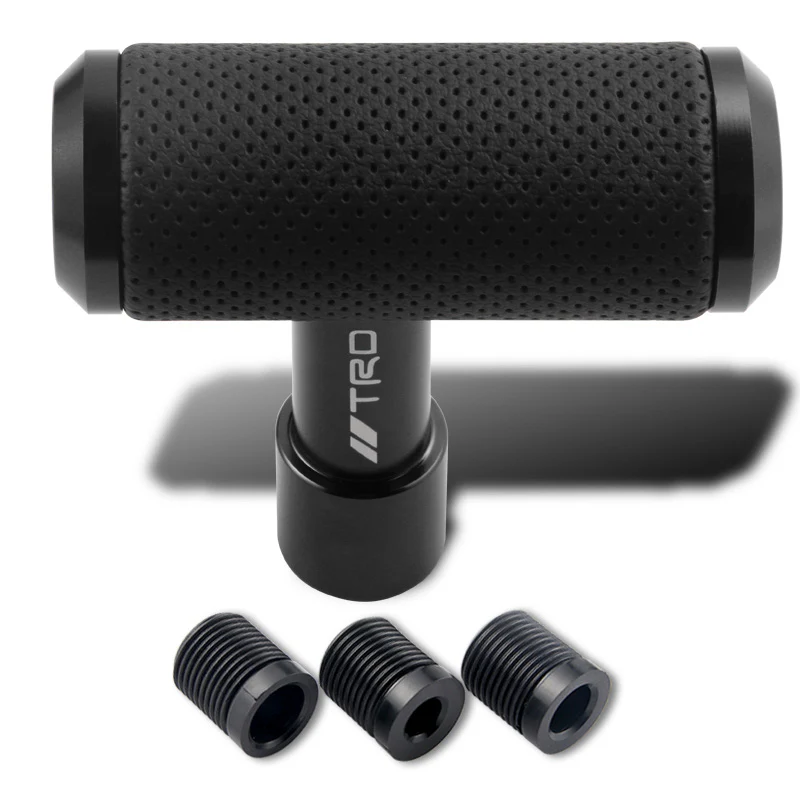 TRD Leather Car Shift Knob Aircraft Joystick Transmission Racing Gear Black - Image 2