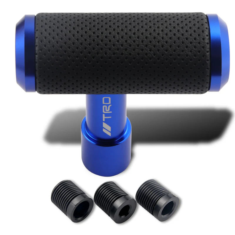 TRD Leather Car Shift Knob Aircraft Joystick Transmission Racing Gear Blue - Image 2