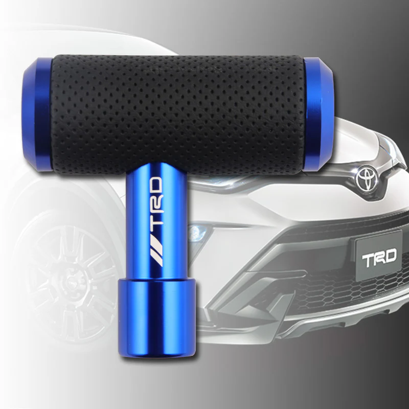 TRD Leather Car Shift Knob Aircraft Joystick Transmission Racing Gear Blue - Image 4