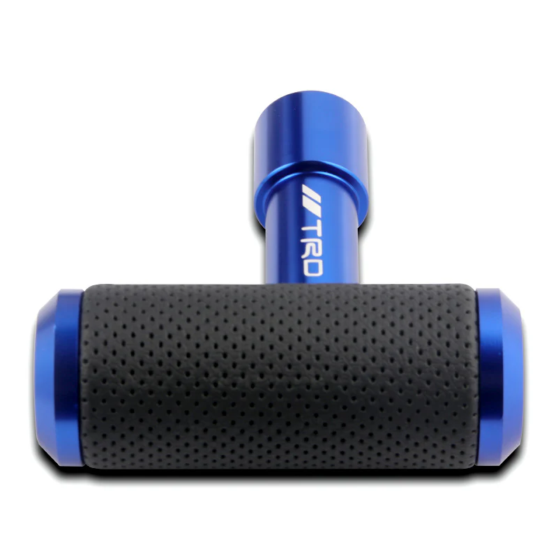 TRD Leather Car Shift Knob Aircraft Joystick Transmission Racing Gear Blue - Image 5