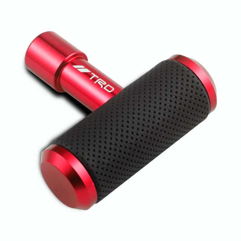 TRD Leather Car Shift Knob Aircraft Joystick Transmission Racing Gear Red - Image 3