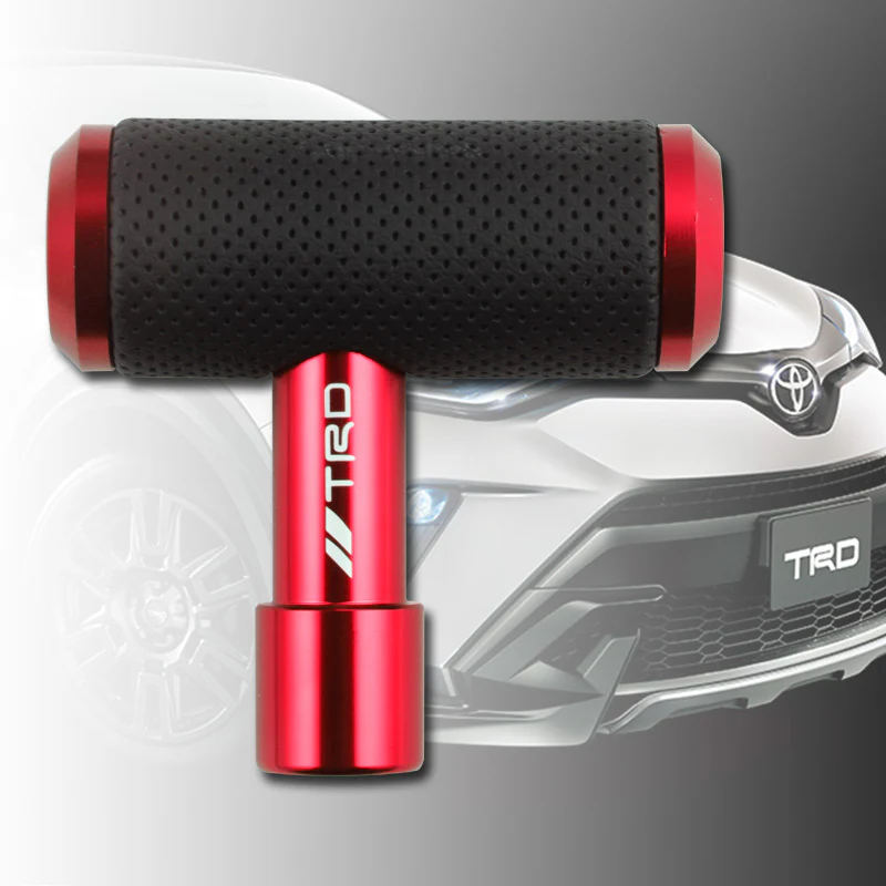 TRD Leather Car Shift Knob Aircraft Joystick Transmission Racing Gear Red - Image 4