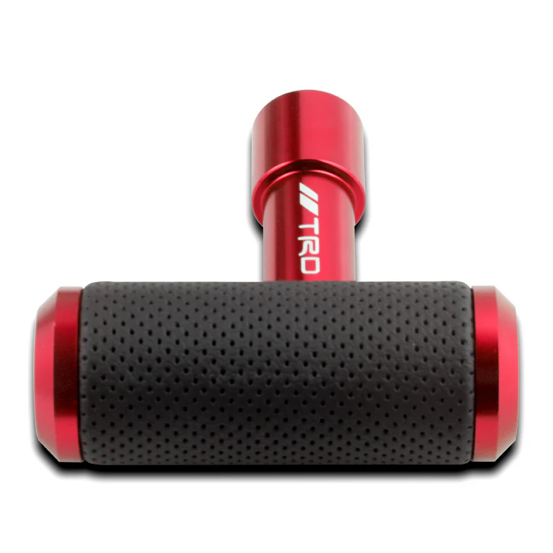 TRD Leather Car Shift Knob Aircraft Joystick Transmission Racing Gear Red - Image 5