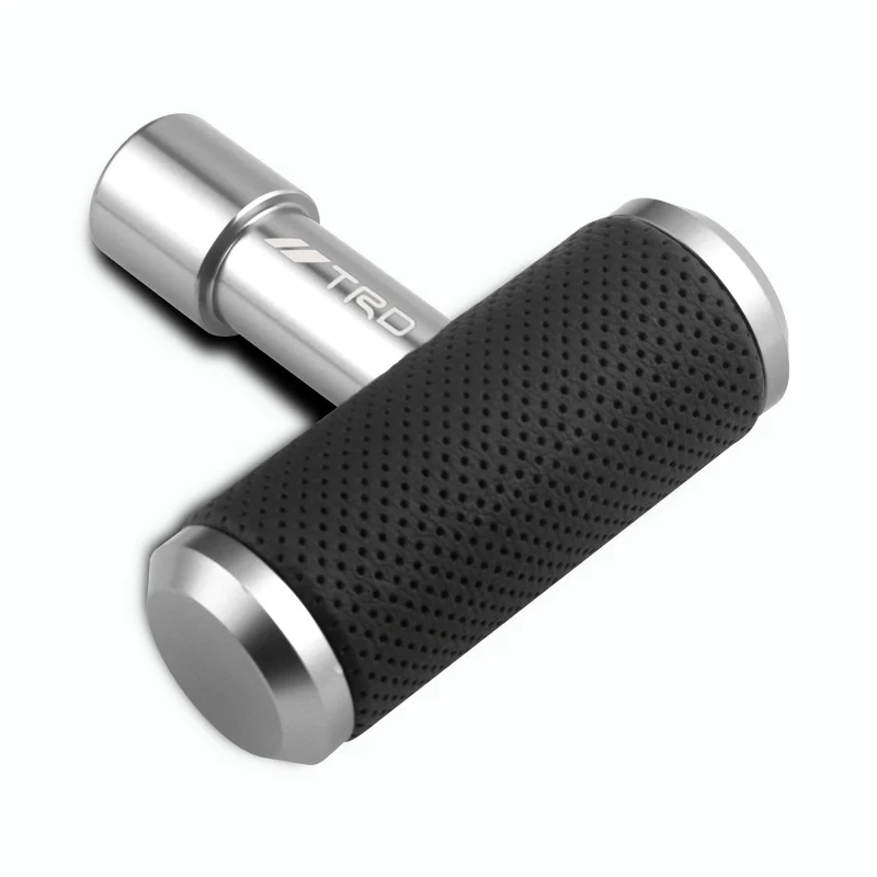 TRD Leather Car Shift Knob Aircraft Joystick Transmission Racing Gear Silver - Image 3