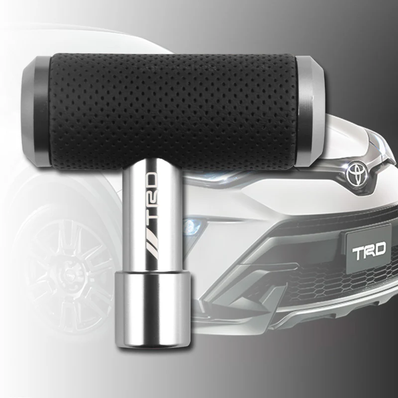 TRD Leather Car Shift Knob Aircraft Joystick Transmission Racing Gear Silver - Image 4