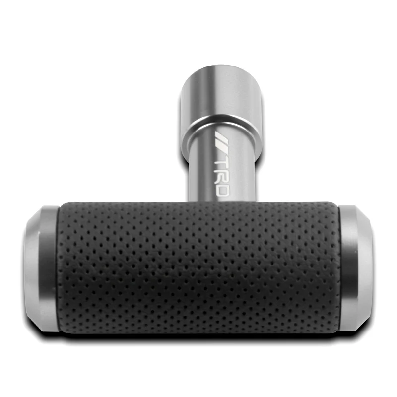 TRD Leather Car Shift Knob Aircraft Joystick Transmission Racing Gear Silver - Image 5