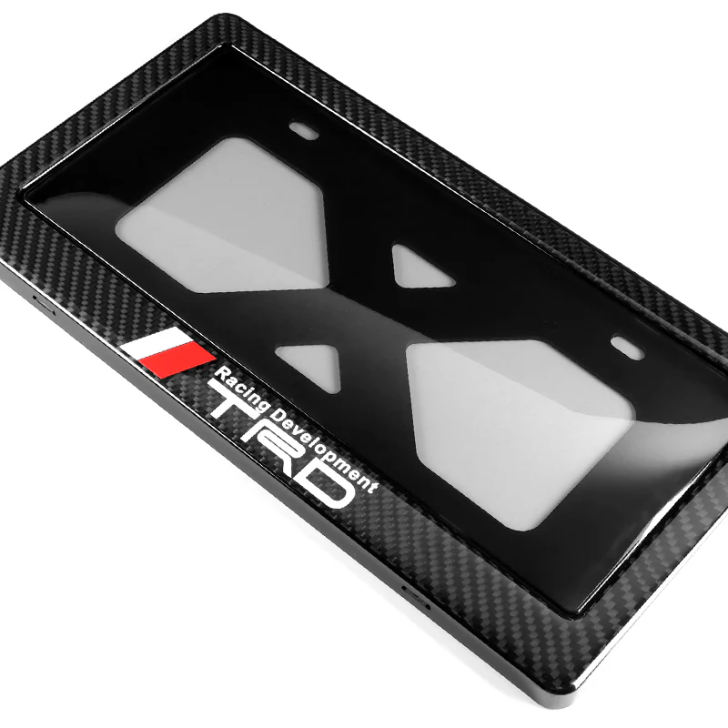 TRD Real Carbon Fiber License Plate Cover Protector Shield Frame with Bracket - Image 6