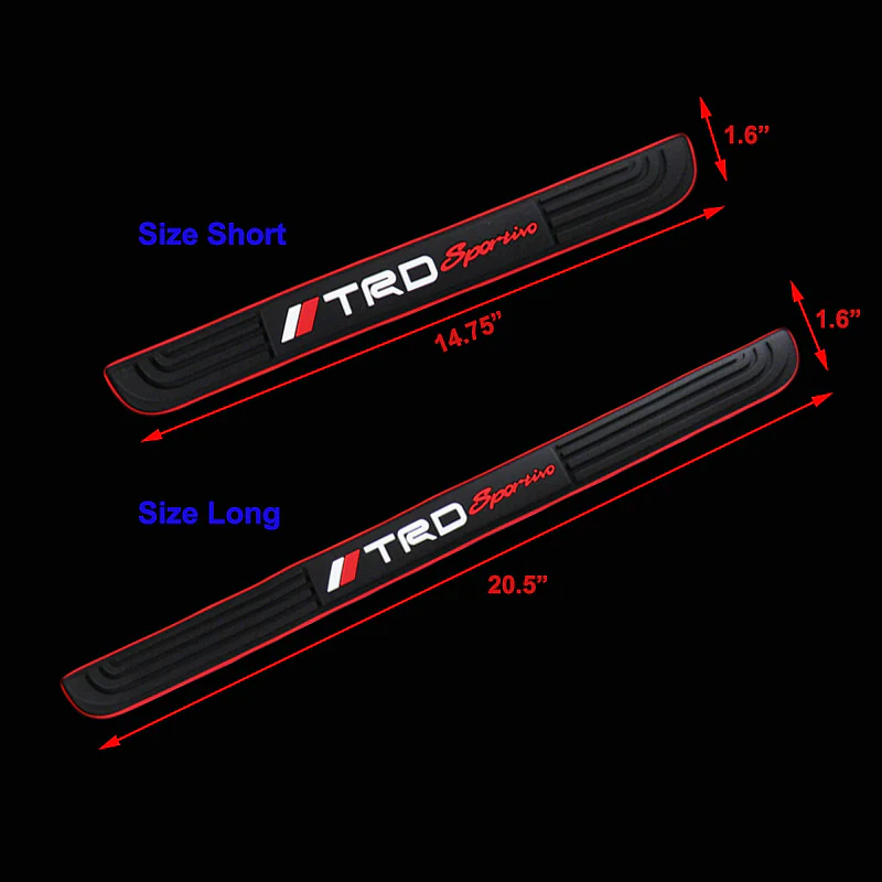 TRD Red Border Rubber Car Door Scuff Sill Cover Panel Step Protector 4pcs Set - Image 3