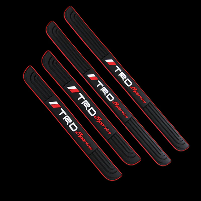 TRD Red Border Rubber Car Door Scuff Sill Cover Panel Step Protector 4pcs Set - Image 4