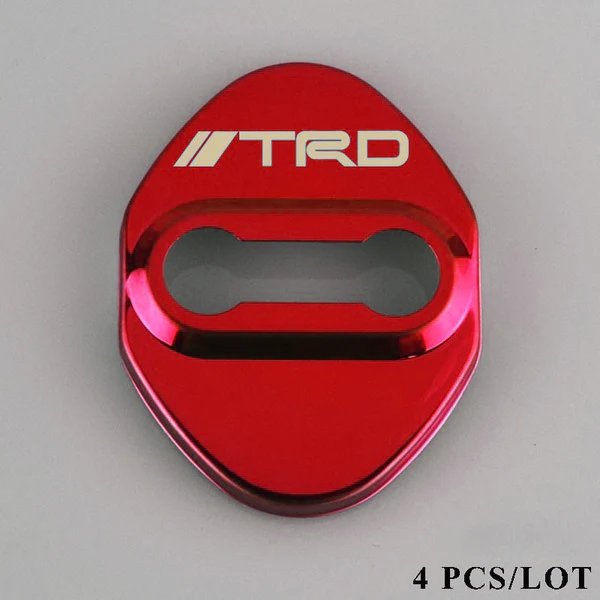 TRD Red Stainless Steel Door Lock Door Striker Cover Set - Image 2