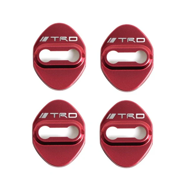 TRD Red Stainless Steel Door Lock Door Striker Cover Set - Image 3